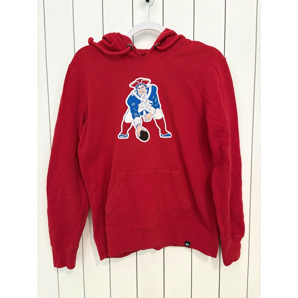 New England Patriots Hoodie '47 Brand  Men Large Red Pat Patriot 90s style